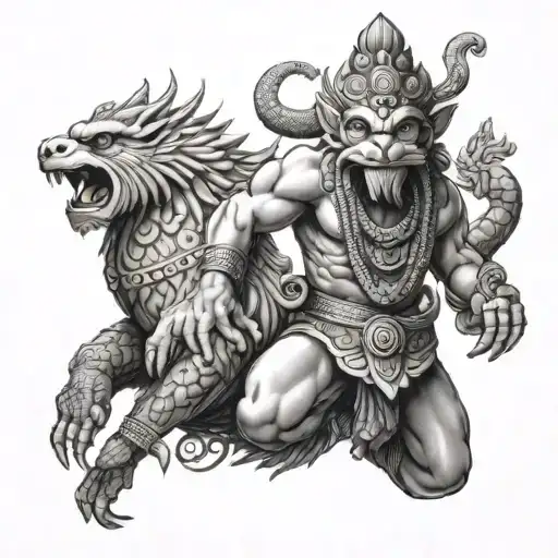 Hanuman and Jatayu tattoo design idea