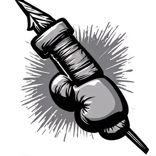 arrow with a boxing glove on the end hanging tattoo design idea