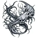 gothic sea creatures tattoo design idea