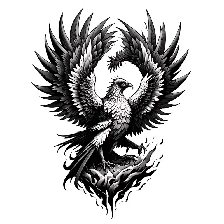 phoenix rising from the ashes tattoo design idea