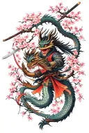 Kinda like this but samurai themed concept tattoo Like dragons, samurai, swords, cherry blossom tree tattoo design idea