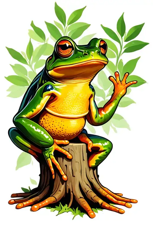 The frog creeps on the trunk of a tree tattoo design idea