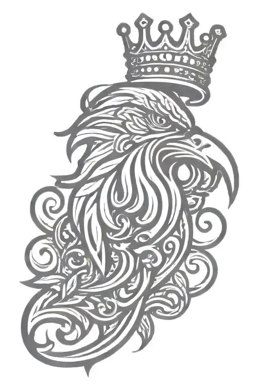 eagle royal flourish wearing crown tattoo design idea