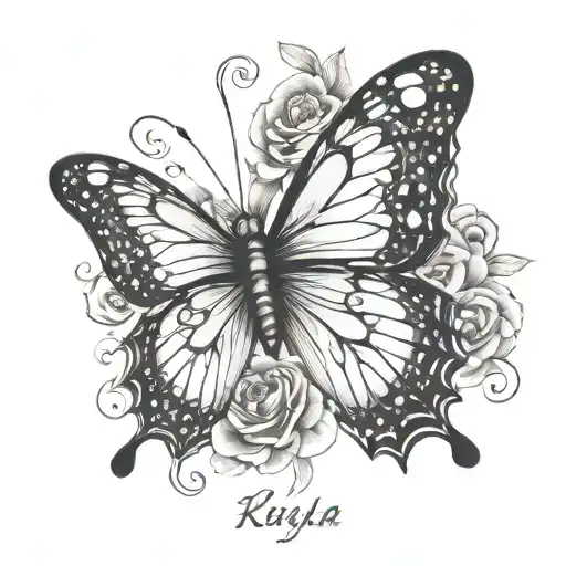the name kayla as a butterfly  tattoo design idea