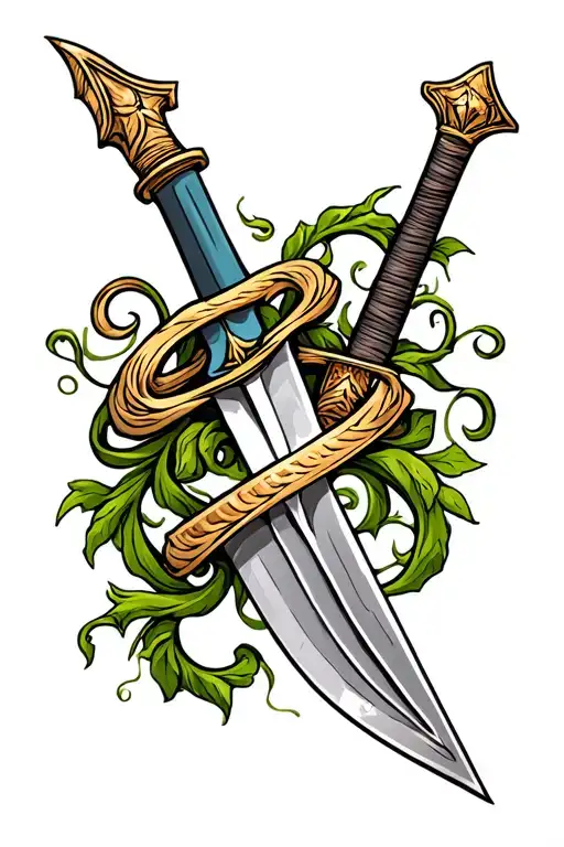 sword with vines wrapping tattoo design idea