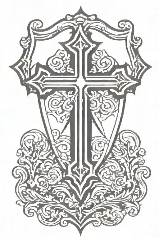 cross inside shield tattoo design idea