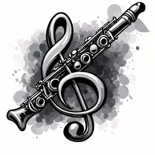 clarinet treble clef tattoo design idea