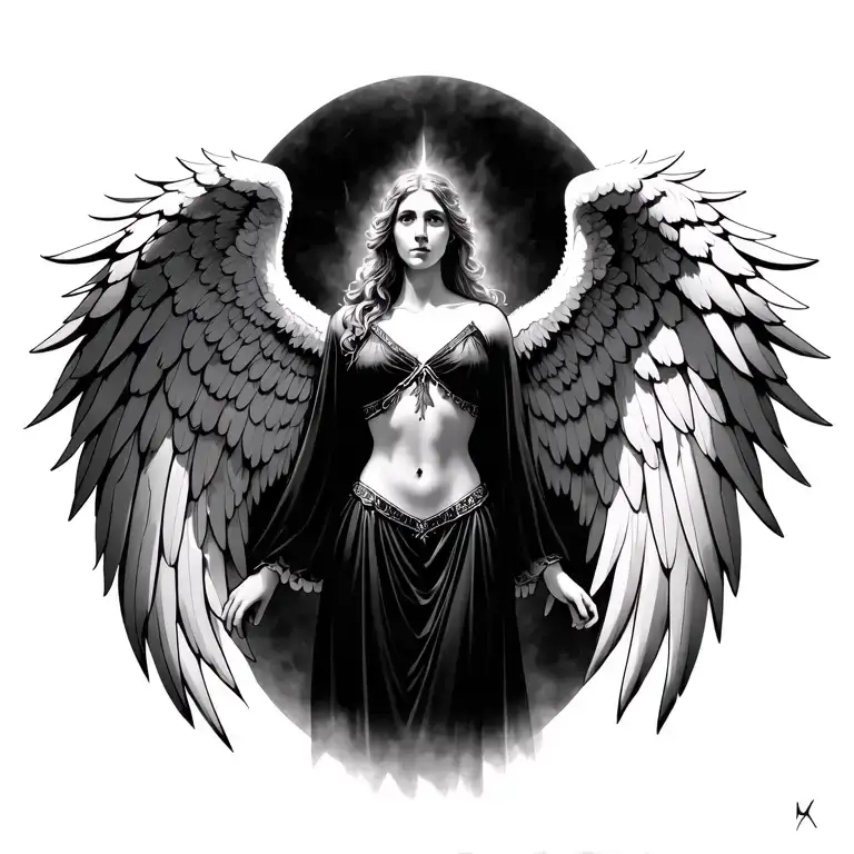 angel wings spread wide tattoo design idea