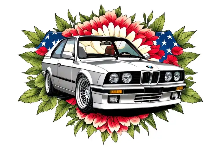 BMW E30 coupe tattoo design idea