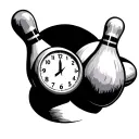Bowling pin and clock tattoo design idea