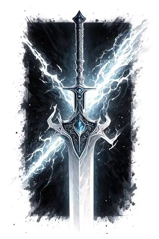 Halo energy sword in a prahpical style tattoo design idea