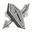 coffin with a heart and initials A and L tattoo design idea