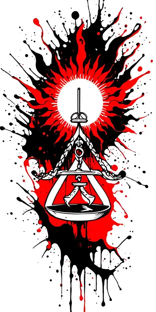 Libra symbol in a burning sun tattoo design idea