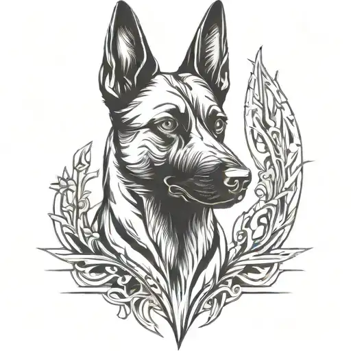 biomechanical belgian malinois dog tattoo design idea