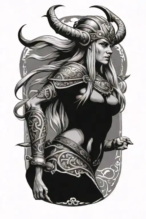 viking hell goddess tattoo design idea