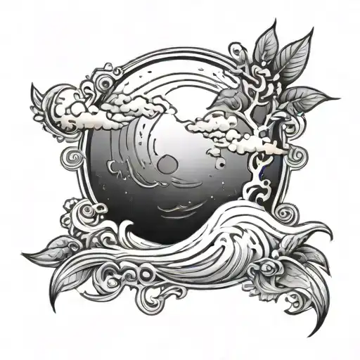 dark beachy moon shining tattoo design idea
