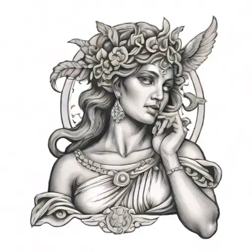 Greek goddess giving blessing tattoo design idea
