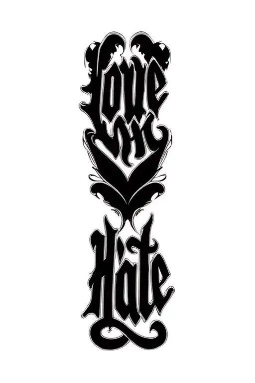love hate lettering design tattoo design idea