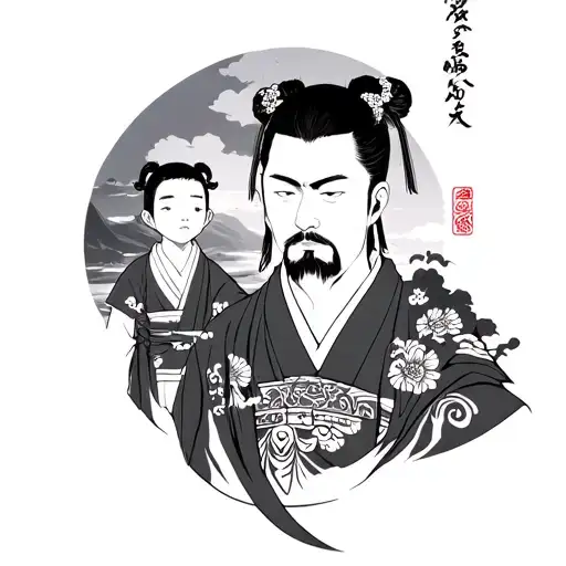 Japanese Father And Son tattoo design idea
