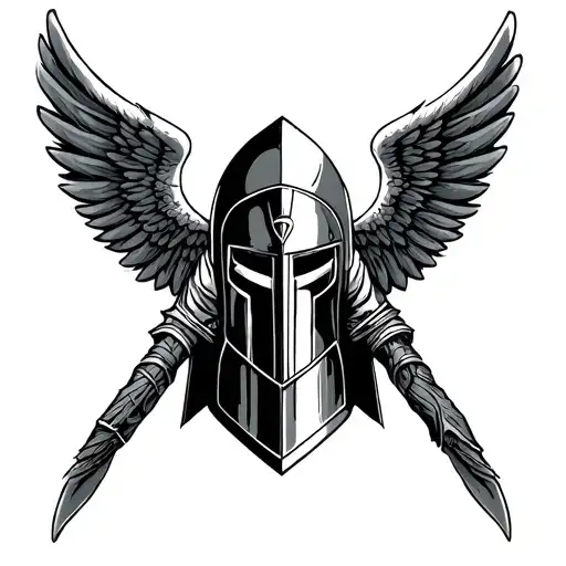 forearm spartan with wings tattoo design idea