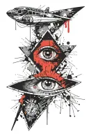 bermuda triangle eye tattoo design idea