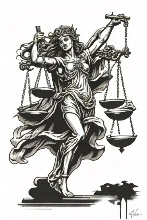 lady justice tattoo design idea