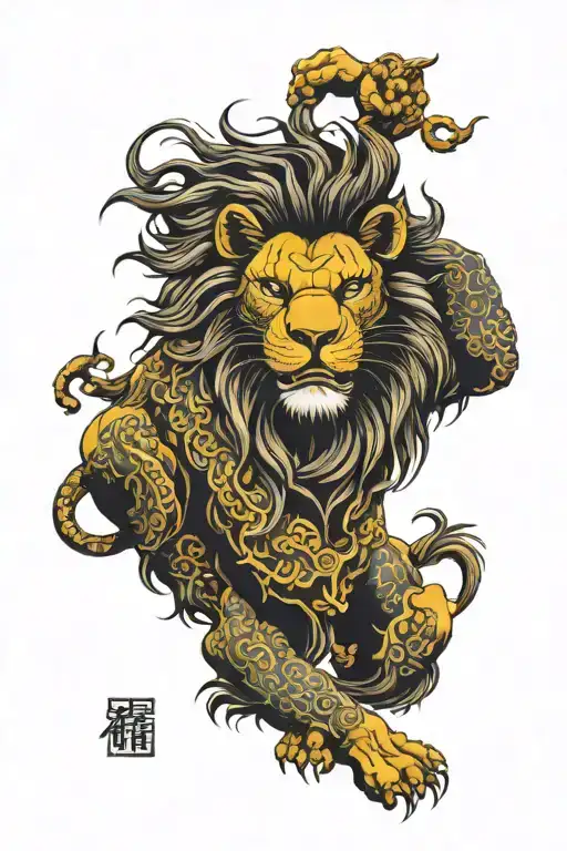 lion japonais avant bras tattoo design idea