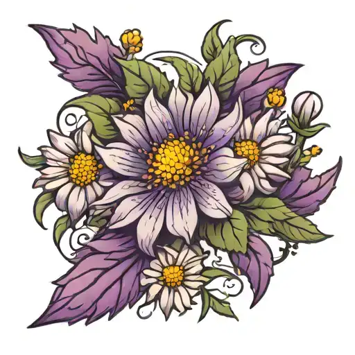 aster flower tattoo purple and cute tattoo design idea