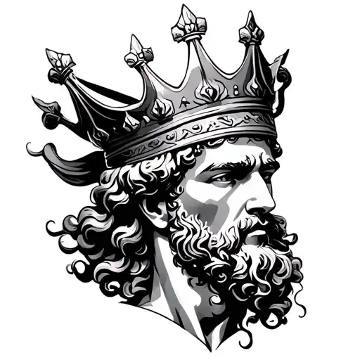 Greek god with crown tattoo design idea