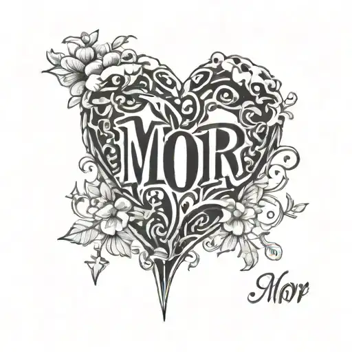 a heart with the name mor and the birtday 1979-23/9 tattoo design idea