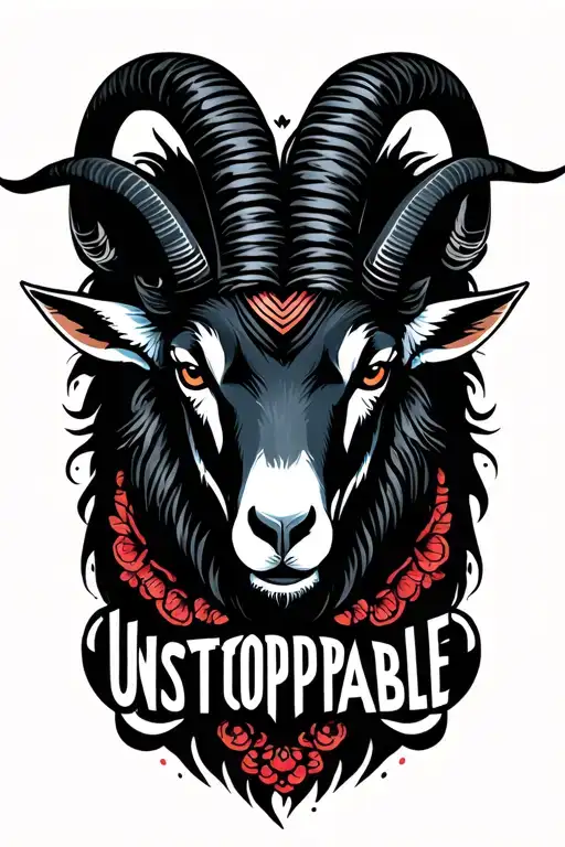 "Unstoppable " a Capricorn goat head tattoo design idea
