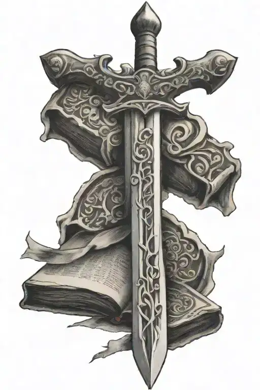 Sword bible scripture tattoo design idea