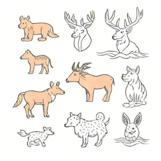 Create mini tattoo sketches in the style of animals. tattoo design idea