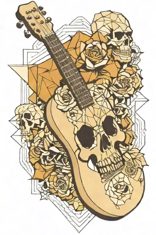 telecaster guitar and skull tattoo design idea