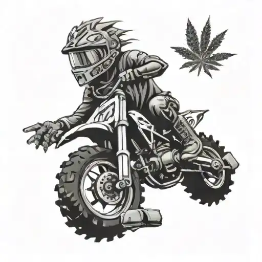 dirt bike chain and cannabis nugs tattoo design idea