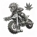 dirt bike chain and cannabis nugs tattoo design idea