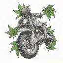 dirt bike chain and cannabis nugs tattoo design idea