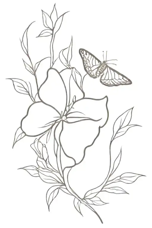 butterfly august flower growing tattoo design idea