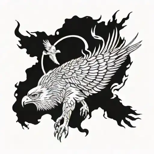 Eagle hunting wolf and lynx tattoo design idea