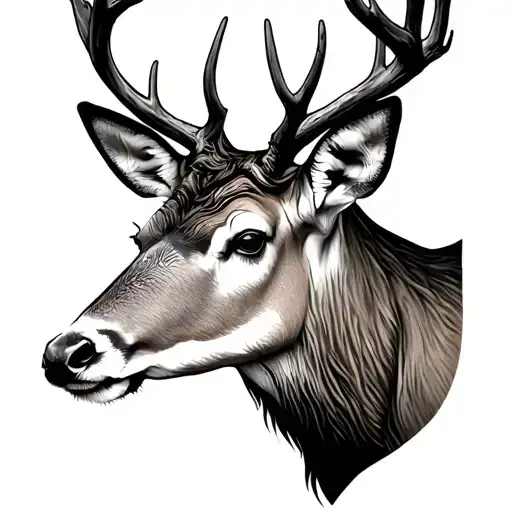 deer in forest tattoo design idea