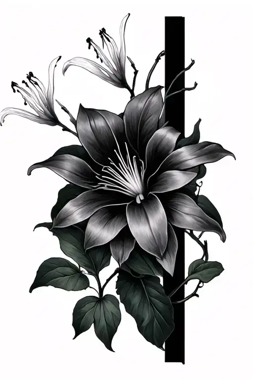 vines with spider Lily's tattoo design idea