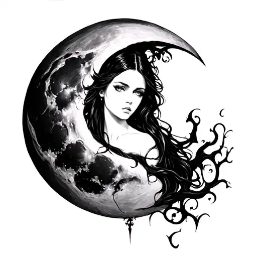 black moon lilith tattoo design idea