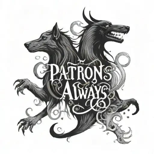 patronus snape and Always word 'love' written tattoo design idea