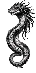 dark ancient esoteric occult goddess hybrid ancient  serpent  and  reptilen scales tattoo design idea