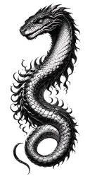 dark ancient esoteric occult goddess hybrid ancient  serpent  and  reptilen scales tattoo design idea