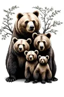 bear family posing tattoo design idea
