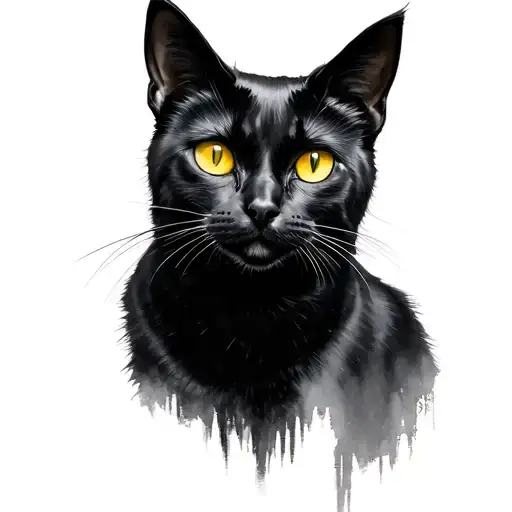 black cat yellow eyes tattoo design idea