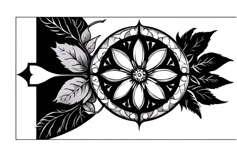 rose window realism sleeve tattoo design idea