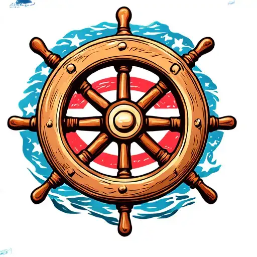 anchor a ship's wheel tattoo design idea