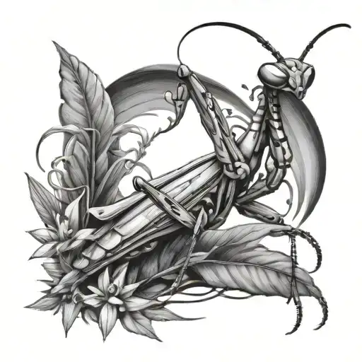 the mantis on the brush tattoo design idea